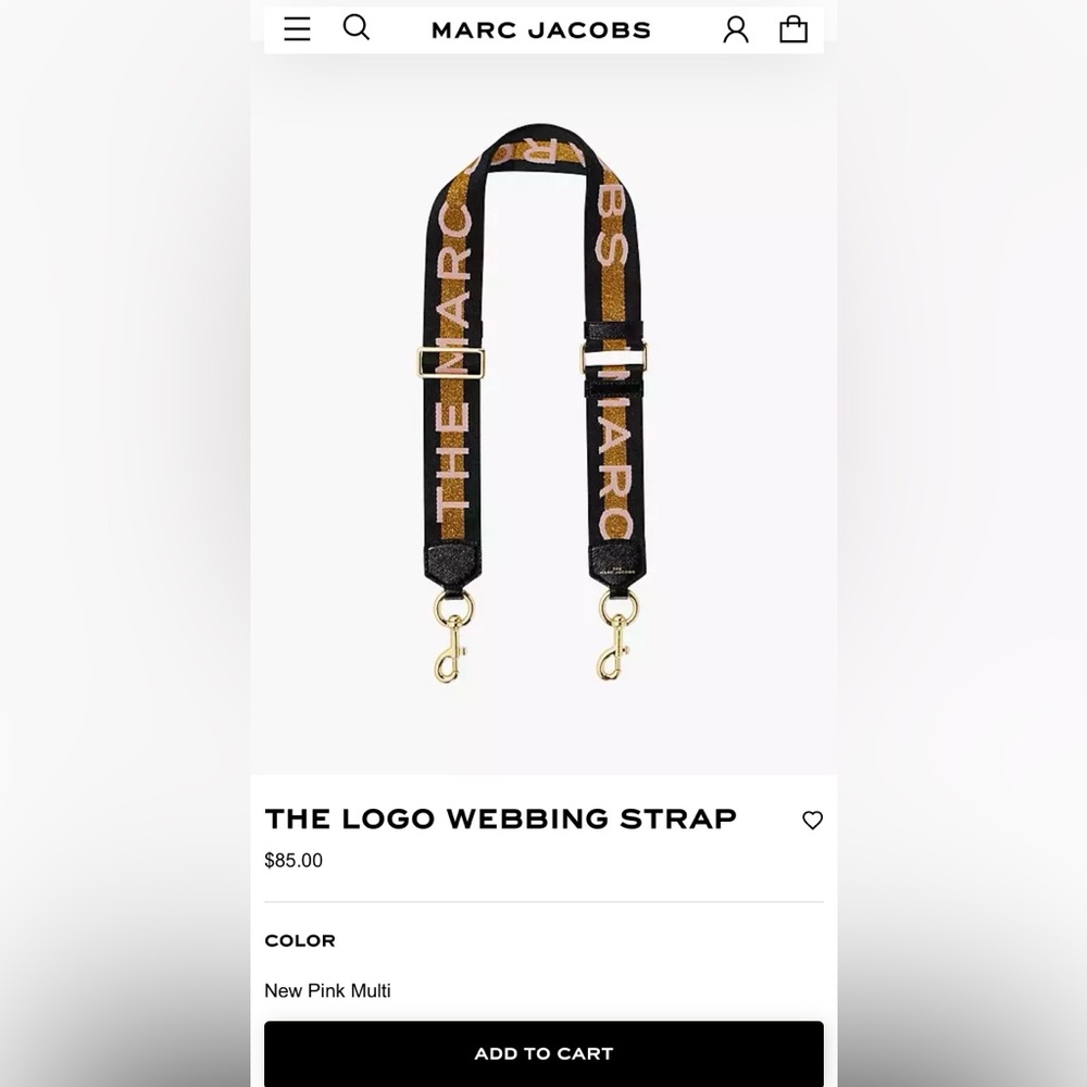 Marc Jacobs Black Strap with Gold and Pink Accents